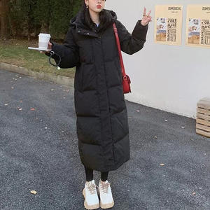 Abrigo de plumón para mujer, largo hasta medio muslo, 110 cm, chaqueta de invierno con plumón de pato - Product Image 3