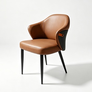 Sedia di Lusso in Pelle su Misura per Ristoranti, Poltrona Imbottita con Struttura in Ferro per Ristoranti a Tema, Hotel, Caffè e Sale da Pranzo - Product Image 1