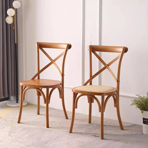 Modern Comfort Solid Wood Rattan Cross-Back Dining Chair, Suitable for Outdoor Hotels, Kitchens, Weddings, Bars, and Events - Product Image 2