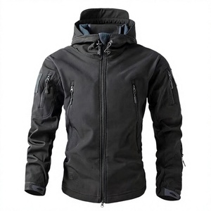 Veste polaire à capuche unie pour homme, coupe-vent, fermeture éclair, coupe classique, en polyester, pour l'hiver, vêtements d'extérieur, style décontracté - Product Image 3