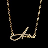 Offre Spéciale bricolage nom lettre pendentif collier or diamant plaqué acier inoxydable transfrontalier à la mode lien chaîne pour cadeau
