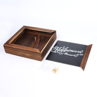 Benutzer definierte Logo Old Vintage tragbare hölzerne Fotobox mit bedruckten Folie Acryl deckel für Bilder Sammlerstücke Puppe Dekor Party Geschenk
