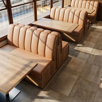 Ensemble de mobilier commercial OEM/ODM en bois : canapé modulaire, banquette, table et chaises pour cafétéria, café, banquet et restaurant