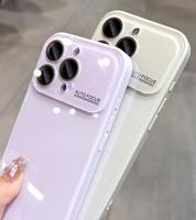 Coque de téléphone de luxe pour iPhone 12 13 14 15 16 17 Pro Max avec grande fenêtre et dos en verre brillant