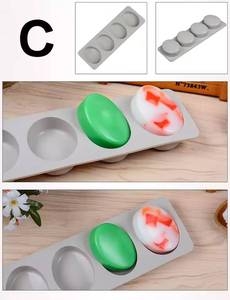 MUYULINS factory 4-cavity round oval cuboid shape maker LFGB platinum non-stick BPA-free <b>silicone</b> soap mold - Product Image 5