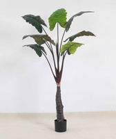 Plante artificielle de taro arc-en-ciel de style exotique, faux arbre vert en pot avec grandes feuilles pour la maison, le bureau et la décoration