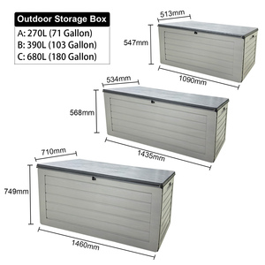 Winslow & Ross 270L boîte de rangement extérieure <span class=keywords><strong>coffre</strong></span> poubelle jardin étui de rangement en plastique maison organisateur <span class=keywords><strong>pour</strong></span> outils coussins <span class=keywords><strong>jouets</strong></span> - Product Image 2