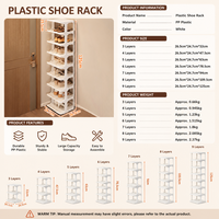 Meuble à chaussures moderne et simple à cinq niveaux, autoportant, en plastique, pour petits appartements, entrées étroites, anti-poussière, idéal pour la location