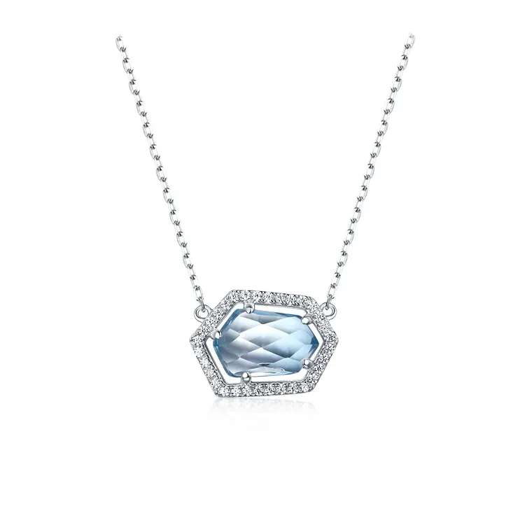 Đá Quý Trang Sức Topaz Vàng Trắng 925 Vòng Cổ Trang Sức Bạc Sterling