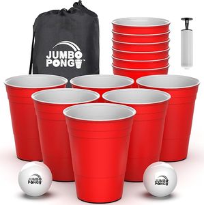 Jeu de <span class=keywords><strong>Pong</strong></span> <span class=keywords><strong>Géant</strong></span> pour l'Extérieur - Jeux de Jardin, Plage, Camping, Soirées en Plein Air ou Cour Arrière - Gobelets Géants Durables - Product Image 1