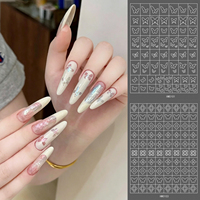Autocollants pour ongles multi-designs papillon et fleur, transparents, peints par pulvérisation, réutilisables, en PET, pour pochoirs de décalcomanie