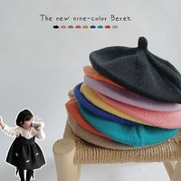 Béret tricoté respirant et coupe-vent de style coréen, couleur bonbon, pour bébés garçons et filles, printemps/automne ; Chapeau en laine chic et décontracté