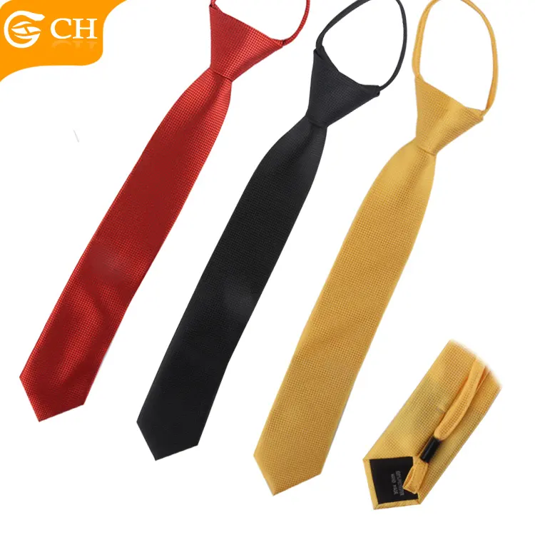 Professional Factory Cheap Men Woven Ties Custom Free To Knot Red Gold Neckties Custom Adjustable String Polyester Black Ties