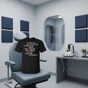 Camiseta con términos de audiológica para audiólogos, color negro, unisex, talla mediana para adultos - Product Image 1