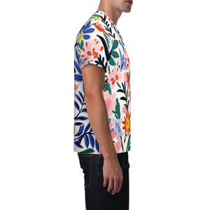 เสื้อยืดแขนสั้นโอเวอร์ไซส์สำหรับผู้ชายเสื้อยืดพิมพ์ลายผ้าไหมย้อมสีบริการออกแบบได้ตามต้องการ - Product Image 3