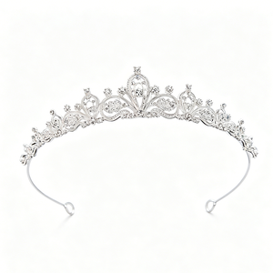 Vente en gros de diadèmes en cristal argenté de 5 designs différents, assortiment de coiffes de mariée en strass pour mariage et Quinceañera - Product Image 3