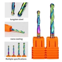 Fraise à queue sphérique à 2 dents en carbure revêtu DLC 15 °   Fraiseuse CNC Helix HRC55, outil sur mesure OEM ODM