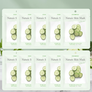 [BEST] Mascarilla Facial Calmante de Pepino Foodaholic Nature, Paquete de 10 Unidades / Hidratante Coreano para el Cuidado de la Piel, Tamaño Viaje - Product Image 2