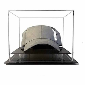 JUST CASE Factory Custom Clear Acrylic 4mm Thick Baseball Cap Holder Countertop Display Case Metal Feet Base Custom Logo USA - Product Image 6
