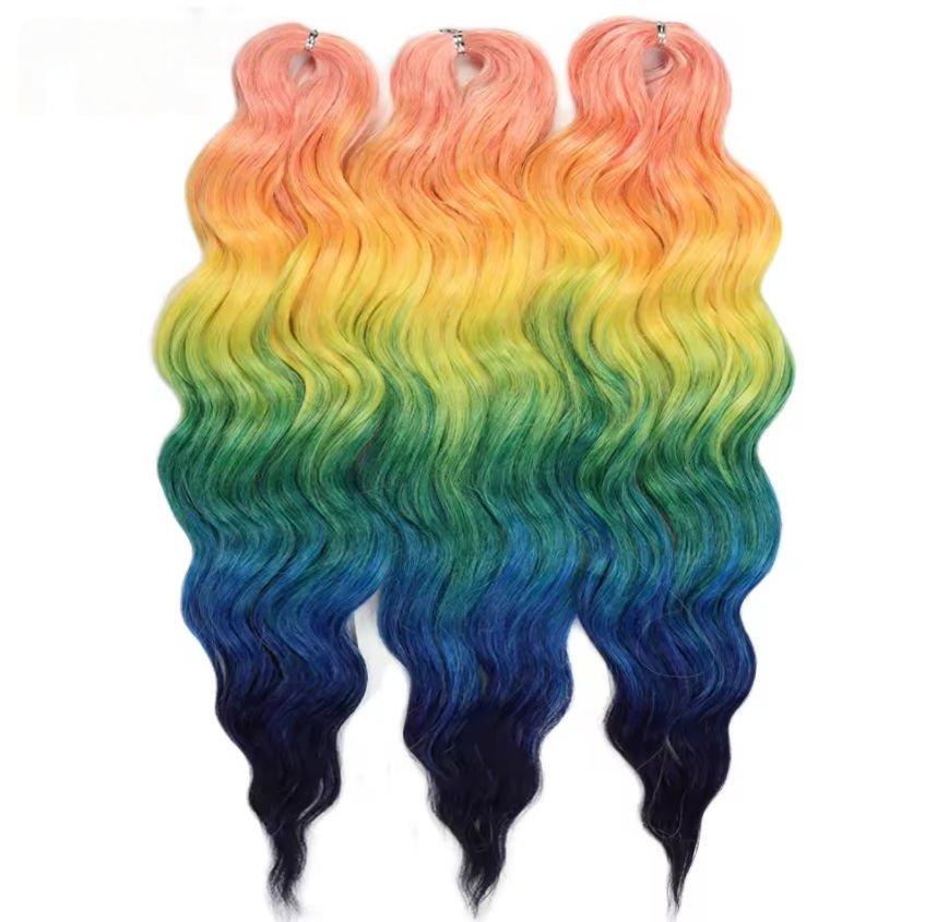 Afro Kinky Deep Twist Wave Synthetic Crotchet Braiding Hair Gogo Water Wave Anna Curl 24Inch Ombre Rainbow Color Curl Hair