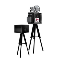 Photomaton rétro vintage authentique avec imprimante et appareil photo reflex numérique en bois pour mariage, compatible SLR