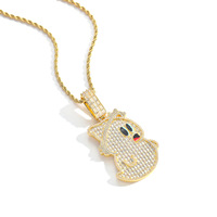 Collier pendentif fantôme de dessin animé serti de zircone cubique taille baguette, bijoux hip-hop pour hommes, vente en gros