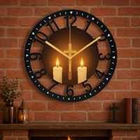 Horloge murale en fer personnalisable avec image de colombe et coucher de soleil, cadre métallique ajouré, pour la décoration religieuse et domestique en gros