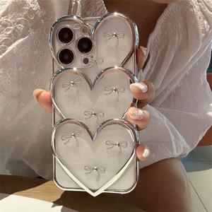 Custodia per telefono carina con grandi cuori con perla trasparente per <span class=keywords><strong>iPhone</strong></span> 15 13 <span class=keywords><strong>11</strong></span> 14 12 <span class=keywords><strong>Pro</strong></span> Max in <span class=keywords><strong>Cover</strong></span> posteriore in <span class=keywords><strong>Silicone</strong></span> morbido elettrolitico adorabile - Product Image 2