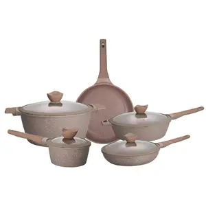 OWNSWING Factory Selling Frying Pan Aluminium Granite Coated Cookware Sets Non Stick Pans And Pots Customised