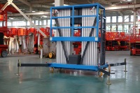 Plateforme élévatrice hydraulique électrique AC/DC en alliage d'aluminium à double mât de 8m et 10m