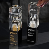 Honneur de Cristal K9 Cristal Sable Horloge Laser Gravure Cristal Verre Sablier Trophée Business Plaque Award avec Boîte Cadeau