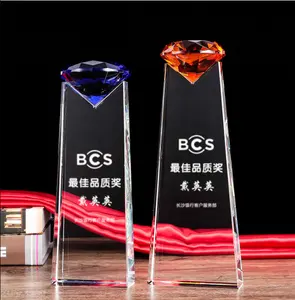 Grosir K9 Kaca Kristal Kosong Piala Emas Berlian 3d Laser Enggrving Kaca Kristal Piala untuk Hadiah Bisnis