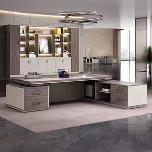 Meubles de <span class=keywords><strong>bureau</strong></span> de luxe modernes pour PDG, dirigeant, manager, <span class=keywords><strong>bureau</strong></span> de direction en forme de L, <span class=keywords><strong>bureau</strong></span> en bois pliable automatique à fixation murale - Product Image 3