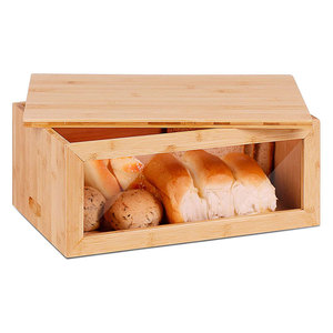 Caja de pan de bambú con tapa, caja de madera para almacenamiento en la encimera de la cocina, para organizar alimentos de panadería, color madera natural - Product Image 3