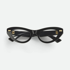 2026 New Bottega BV Black Acetate Rectangle <b>Frame</b> Gold Accent Ultra Light Fashion Optical Prescription <b>Eyeglasses</b> - Product Image 1