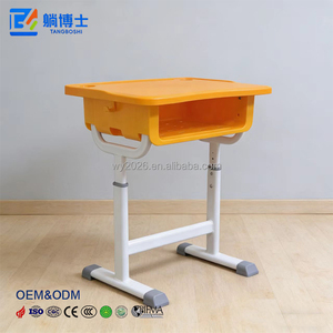 Bureau d'école préscolaire international personnalisable, bureau en <span class=keywords><strong>plastique</strong></span> à piétement unique avec tiroir de grande capacité - Product Image 1