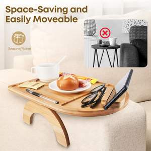 Plateau de table pliable en bambou personnalisé avec support de téléphone à 360°, antidérapant, design durable - Product Image 6