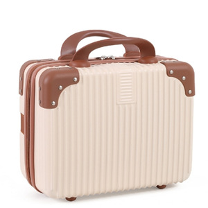 Mini <b>Suitcase</b> 14-Inch Lightweight Travel Case For Women Makeup Storage Bag Solid Color ABSPC Material Zipper Closure - Product Image 1