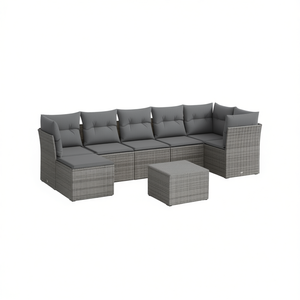 Set Divano da Giardino Moderno in Rattan PE Grigio, 6 Posti, Arredamento da Esterno con Coperture Rimovibili, Design Contemporaneo - Product Image 1