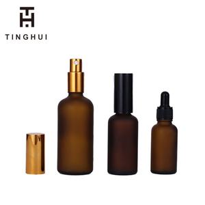 ขวดแก้วใส/ขวดแก้วฝ้าสีเหลืองอำพัน ขนาด 100 มล. 50 มล. 30 มล. 20 มล. 15 มล. 10 มล. 5 มล. สำหรับบรรจุน้ำมันหอมระเหย โลชั่น พร้อมหัวปั๊มและหัวสเปรย์ - Product Image 1