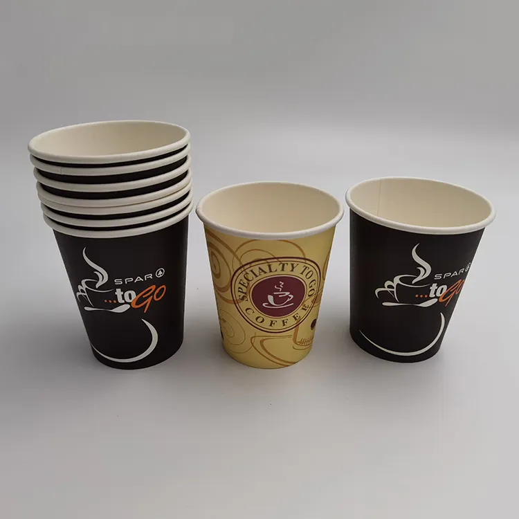 Özel baskılı logo 6oz 7oz 9oz 12oz 16oz 24oz 32oz siyah tek kullanımlık kağıt sıcak kahve içecek fincanı