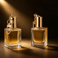 Mini flacon de parfum vide en verre doré portable, porte-clés de luxe, flacon carré à fond épais 5ml 10ml pour huile de parfum