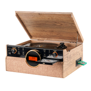 <span class=keywords><strong>Tourne</strong></span>-<span class=keywords><strong>disque</strong></span> vinyle en bois tendance, Hi-Fi, trois vitesses, style rétro, avec lecteur de cassettes – Meilleures ventes - Product Image 3
