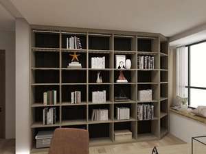 Armoire murale en bois pour salon, écologique, durable, grande capacité, design en panneaux, meubles pour la maison - Product Image 2