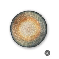 Ensemble de 6 assiettes à soupe rondes irrégulières en céramique Efesto par Excelsa Cosmic Earth, émaillées réactives brillantes avec décoration numérique en relief