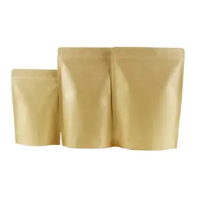 Custom Printed Kraft Paper Zipper Bag Food Packaging High Barrier Aluminum Kraft Pouch Ziplock Brown Kraft Paper Package Bags