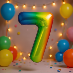 Globo de aluminio multicolor de 1 metro con el número 7, decoración de fiesta de doble cara para niños - Product Image 2