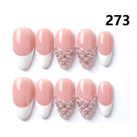 1381-1385 Kuku Palsu Buatan Tangan 10pcs Bahan Press-On Model Almond Desain Ukiran Bunga Kustom Modis Persegi untuk Jari