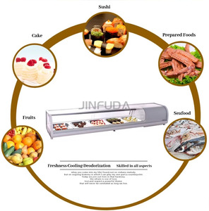 Vitrine réfrigérée commerciale <span class=keywords><strong>de</strong></span> comptoir pour sushis, <span class=keywords><strong>charcuterie</strong></span> et plats froids <span class=keywords><strong>de</strong></span> supermarché, avec bac à eau - Product Image 4