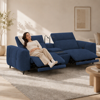 Fauteuil de cinéma inclinable électrique 2 places de designer avec console de rangement multimédia et appuie-têtes motorisés – Ensemble de canapés Premium à mouvement asservi
